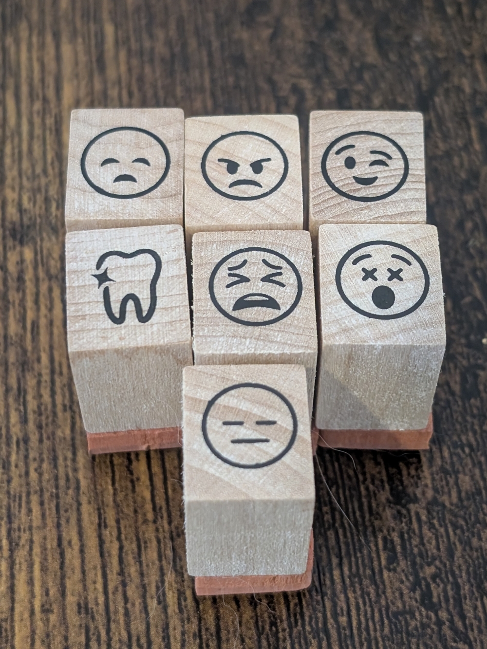 Natural Wood Emoji Stamp Set - Neutral